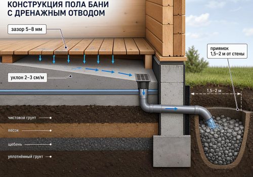 Непроливной пол в бане